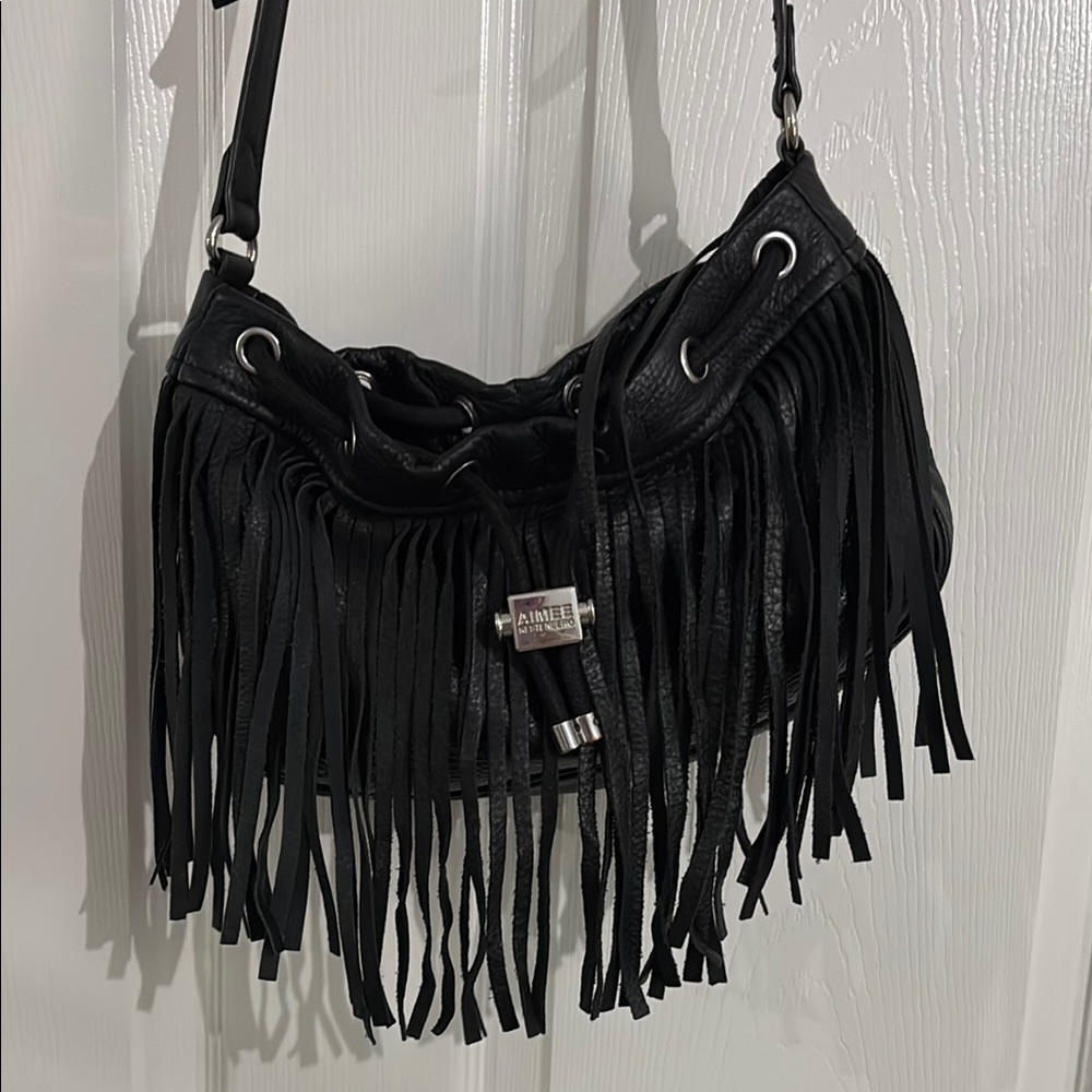 Black Fringed Shoulder Bag